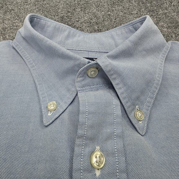 Vintage Lands End Shirt Mens 16 Blue Oxford Cloth Button Down Cotton Long Sleeve - Picture 11 of 16